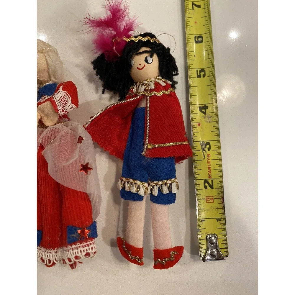 vintage Japan cloth prince princess Christmas ornaments 1960's‎ cute whimsy